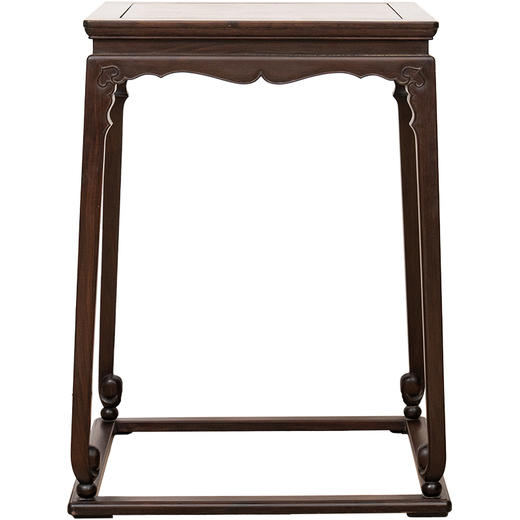 清 红木镶瘿木面云纹卷球足带拖泥方香几 商品图5