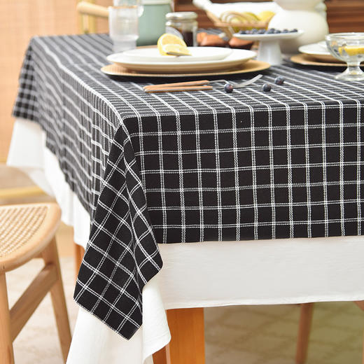 北欧莫兰迪格纹系列双层桌布 商品图3