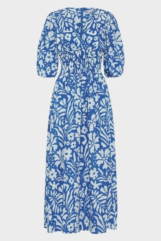 FAITHFULL THE BRAND - AGNATA MIDI DRESS-SIDRA FLORAL PRINT - BLUE - 女装 - 连身裙 - 蓝色印花 商品图0