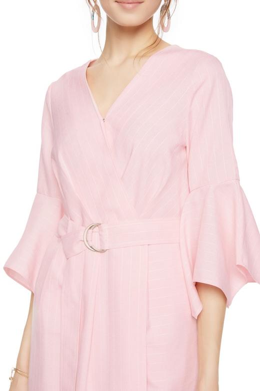 TONGRI曈日 粉色不规则条纹束腰连衣裙 5149 商品图2