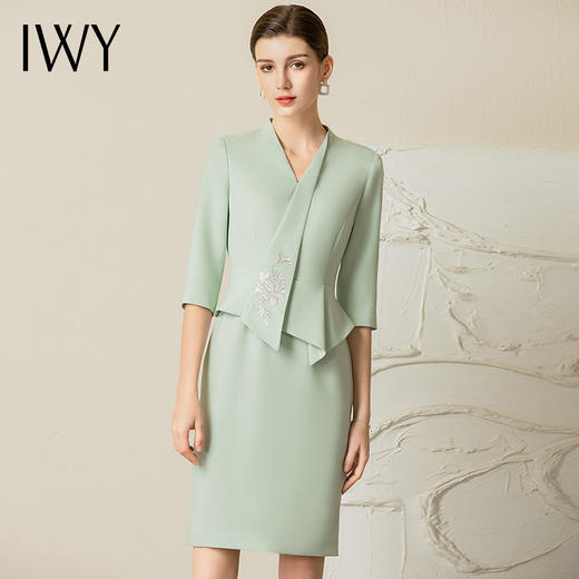 IWY/夏季高端优雅绿色连衣裙女名媛商务宴会经理礼服高级西装裙女231047Q1 商品图0