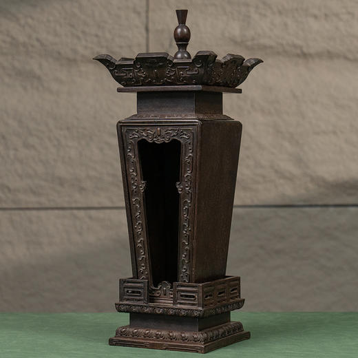 清 紫檀木雕云纹毗卢顶摆件 商品图4