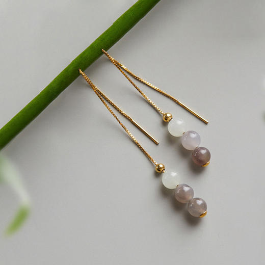 清雅渐变色和田玉首饰 项链  耳环 套装 商品图2