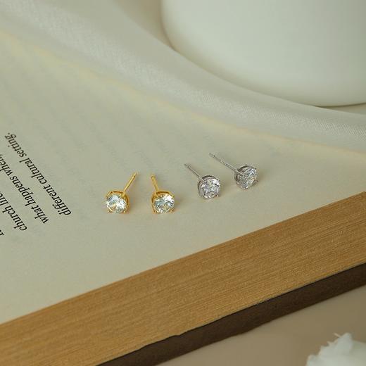Oflye潮流饰品 银针锆石耳钉圆形女精致高级感小巧耳环新款百搭饰品 商品图0