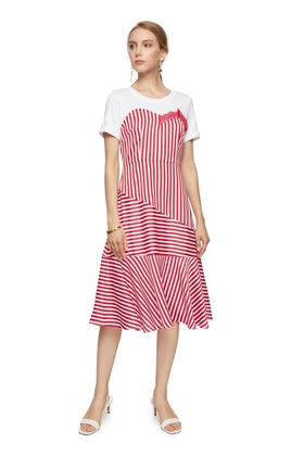 DOTACOKO 红白条纹拼接连衣裙 6768