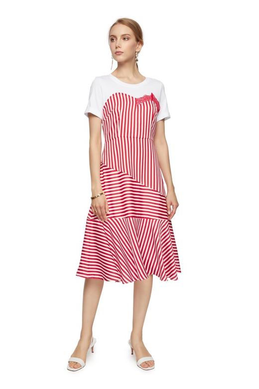 DOTACOKO 红白条纹拼接连衣裙 6768 商品图0