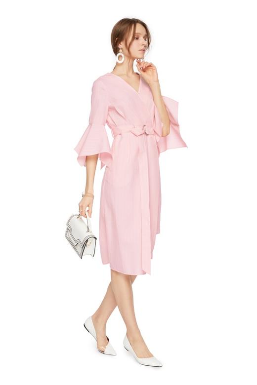 TONGRI曈日 粉色不规则条纹束腰连衣裙 5149 商品图3