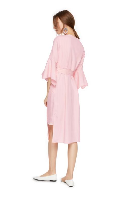 TONGRI曈日 粉色不规则条纹束腰连衣裙 5149 商品图1