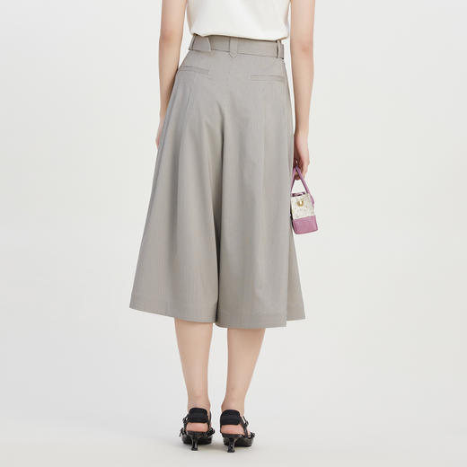 谜底时尚宽松裙裤女2023夏季新款简约高腰七分裤配腰带232MK0665 商品图2