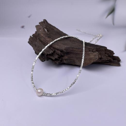 S925珍珠项链-碎银白色珍珠 商品图0