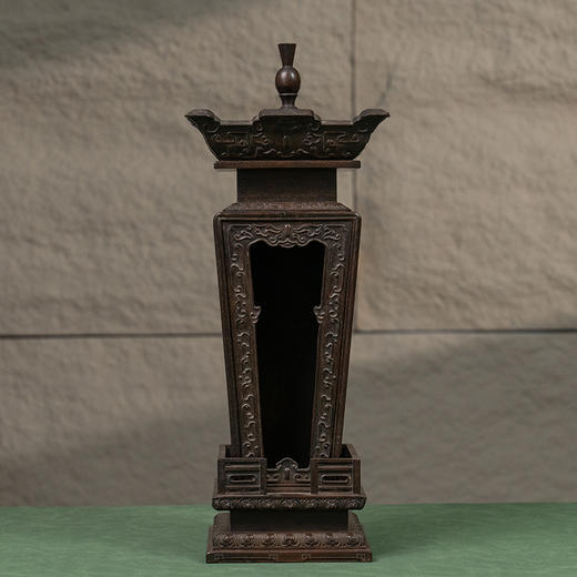 清 紫檀木雕云纹毗卢顶摆件 商品图0