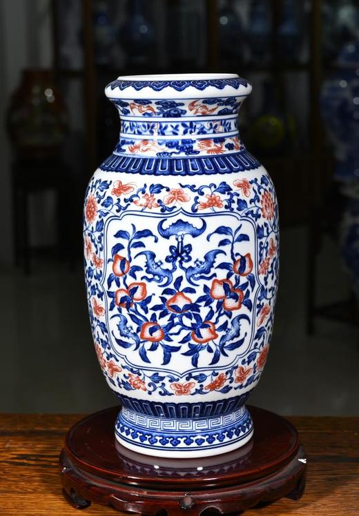 青花釉下红圆口瓶 商品图0