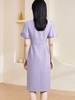 剩S 米思阳2024夏季新款温柔风修身紫色长裙方领法式连衣裙薄款女1234 商品缩略图2