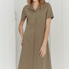 【棉质V领衬衫款连衣裙】23年春夏新品女士中长款连衣裙时尚收腰显瘦裙子 商品缩略图2