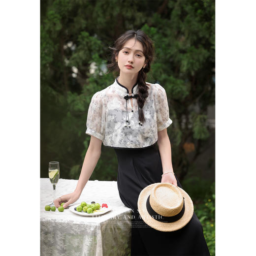 鹿向南《南国晚风》新中式吊带裙女夏季新款收腰A字裙LXN29907 商品图0