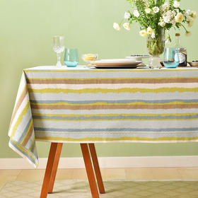 珊瑚条纹系列桌布纯棉方形台布