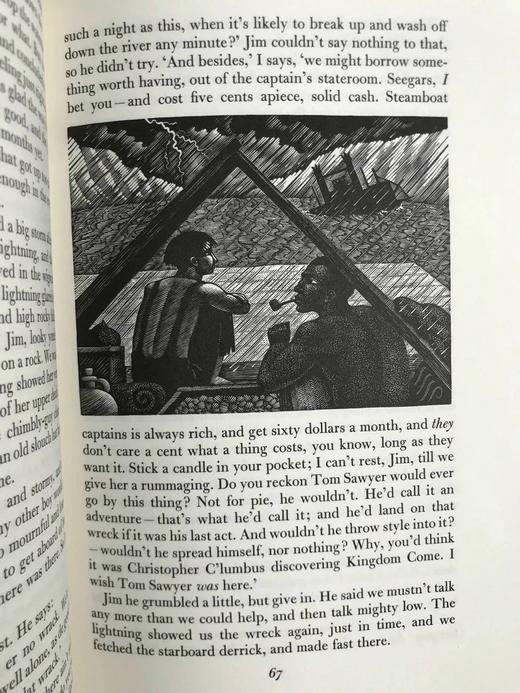 马克·吐温《哈克贝利·芬恩历险记》（1998） 15幅木版画插图 精装18开带书匣 商品图10