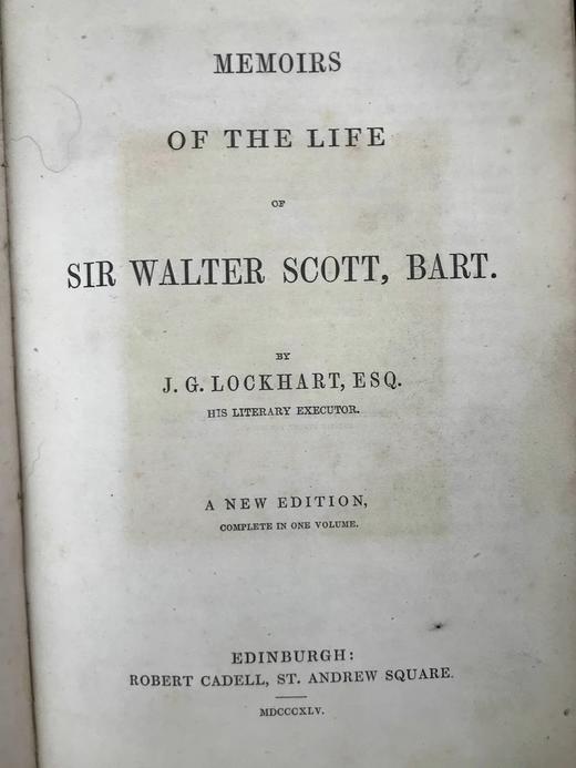 1845年 洛克哈特《司各特传》 1幅版画肖像 真皮精装18开 商品图4