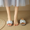 春夏新款，外穿法式蝴蝶结露趾粗跟5cm仙女风一字凉拖鞋LD-6335 商品缩略图1
