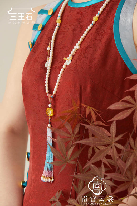 天然珍珠蜜蜡国风流苏长链 商品图5