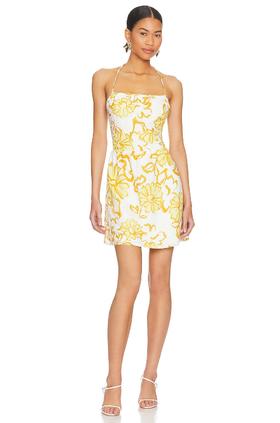 FAITHFULL THE BRAND - SERRA MINI DRESS-CAGLIARI FLORAL PRINT - 女装 - 连身裙 - 黄色印花