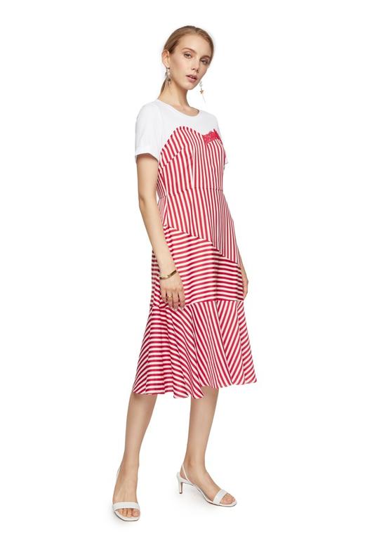 DOTACOKO 红白条纹拼接连衣裙 6768 商品图3