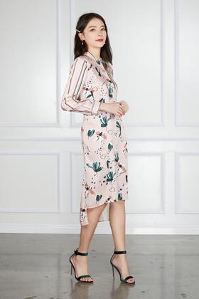 ELLA JADE 斜扣条纹连衣裙 6296