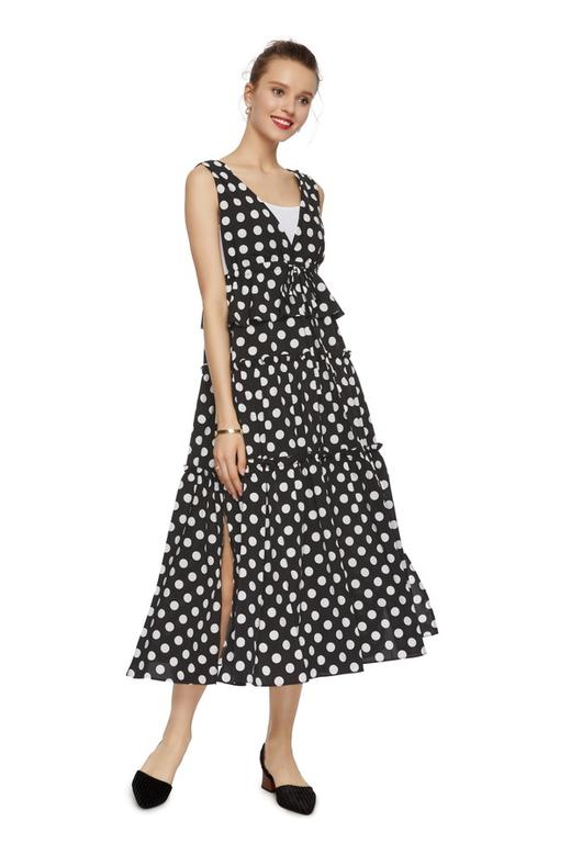 AVA 黑白波点开衩背心裙 6286 商品图0