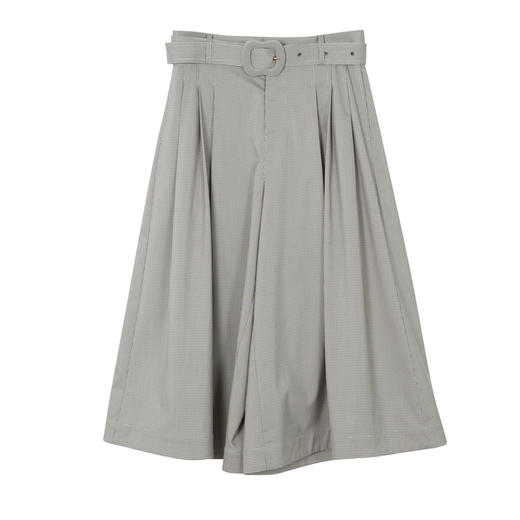 谜底时尚宽松裙裤女2023夏季新款简约高腰七分裤配腰带232MK0665 商品图4