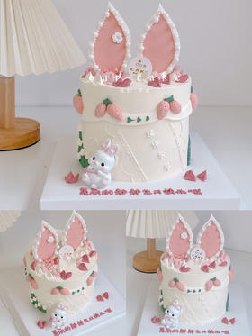 兔耳朵裱花蛋糕（兔子玩偶造型随机）-低糖处理无添加