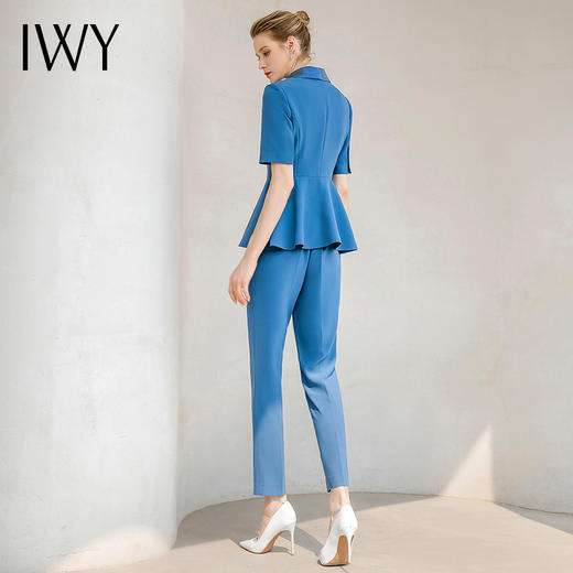 IWY/气质蓝色短袖西装套装时尚高端总裁职业装正装美容院上班工作服232036C1+P1 商品图6