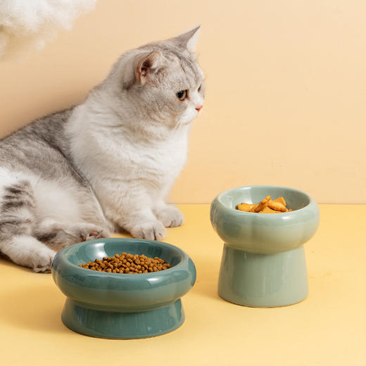 【宠物用品】-陶瓷猫碗高脚保护颈椎猫粮碗猫咪狗猫盆饮水碗 商品图1