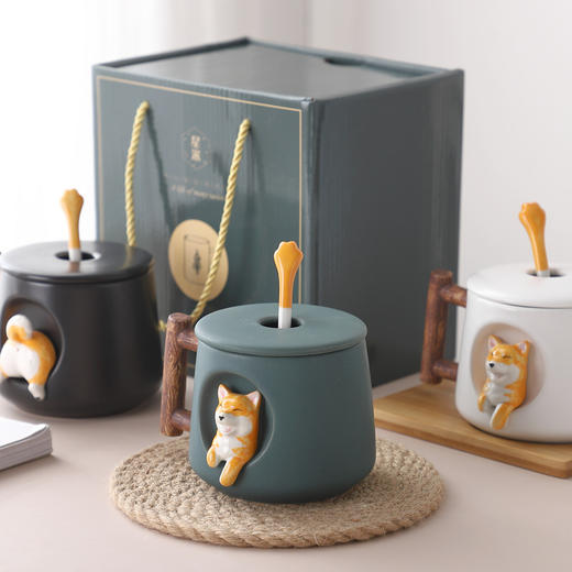 【日用百货】-陶瓷创意个性可爱马克杯带盖勺家用 商品图3