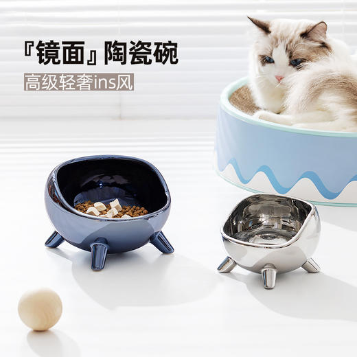 【宠物用品】-轻奢ins陶瓷猫碗保护颈椎猫粮碗猫咪狗猫盆饮水碗 商品图3