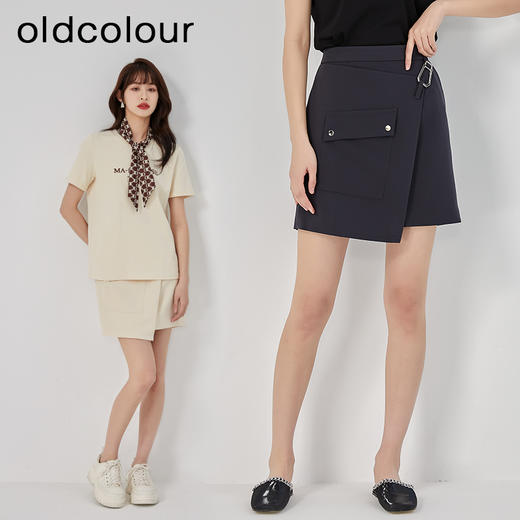 oldcolour夏新款高腰显瘦A字通勤百搭小个子短裙女O22061223 商品图2
