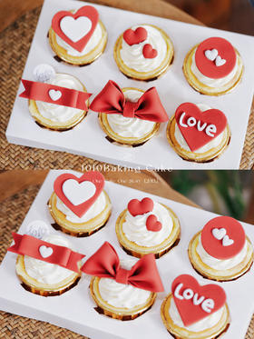 「蝴蝶结·爱心·love·主题cupcake·12个装/盒」翻糖巧克力杯子纸杯蛋糕·北海道配方有内馅·100%动物奶油（提前3天预订）