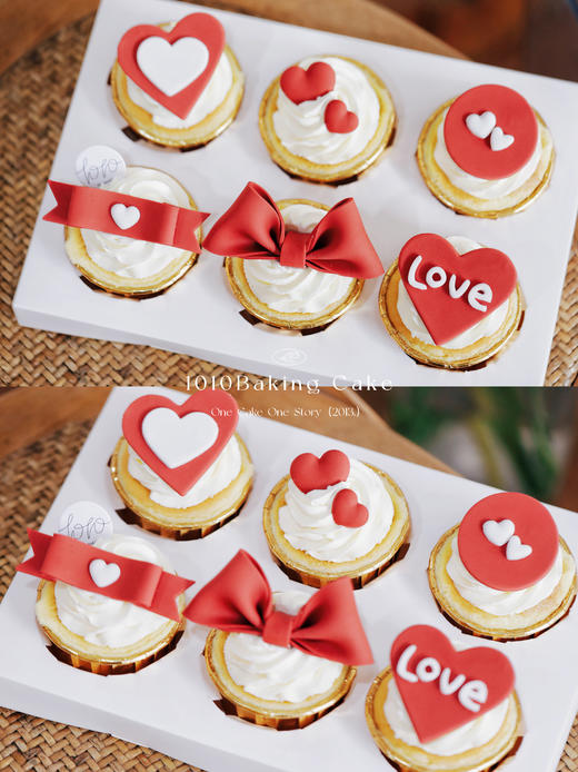 「蝴蝶结·爱心·love·主题cupcake·12个装/盒」翻糖巧克力杯子纸杯蛋糕·北海道配方有内馅·100%动物奶油（提前3天预订） 商品图0