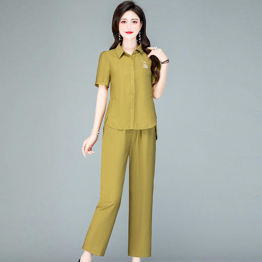 QYM I23A057-Y棉料两件套时尚妈妈装休闲套装宽松 商品图0