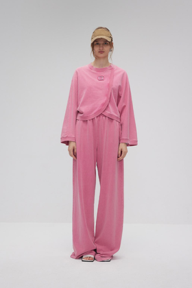 互搭水洗做旧长袖T恤