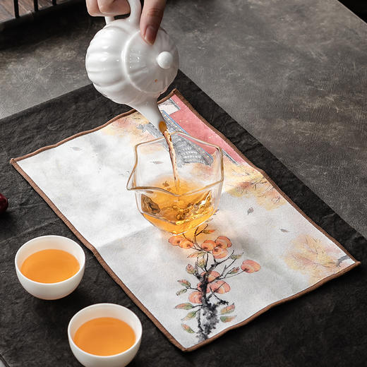 【日用百货】-日式棉麻吸水茶巾茶道配件灰色桌布抹布简约风茶垫 商品图2