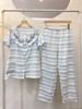 断码特价女款简韵圆领短袖长裤套装 春夏绣花荷叶边开襟睡衣家居服套装 商品缩略图4