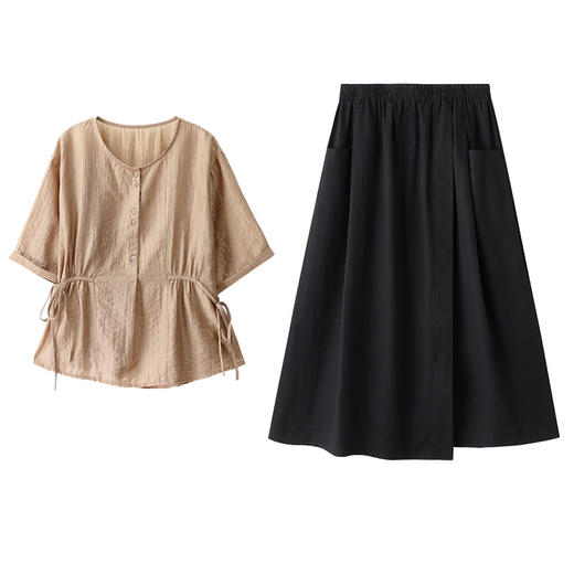 HR WM676T9气质优雅两件套裙系带不规则A字裙显瘦遮肉 商品图4