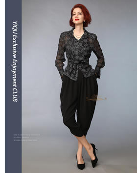 YIQU丨“神秘感”立体花朵衬衣（深灰）