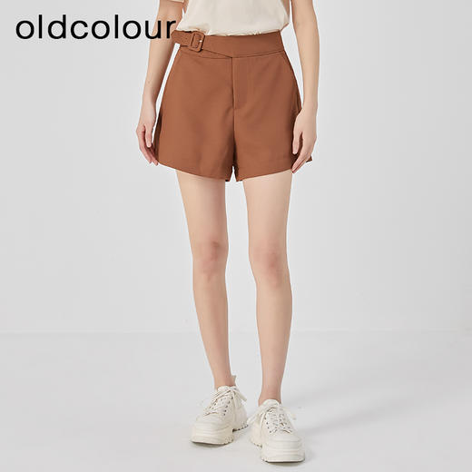 oldcolour夏新款休闲简约气质高腰直筒阔腿显瘦短裤O22071247 商品图1