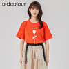 oldcolour2023夏新款纯棉时尚气质基础款印花宽松T恤女O23021336 商品缩略图3