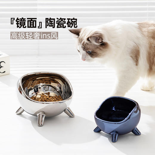 【宠物用品】-轻奢ins陶瓷猫碗保护颈椎猫粮碗猫咪狗猫盆饮水碗 商品图0