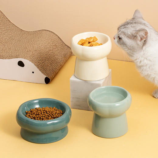 【宠物用品】-陶瓷猫碗高脚保护颈椎猫粮碗猫咪狗猫盆饮水碗 商品图2