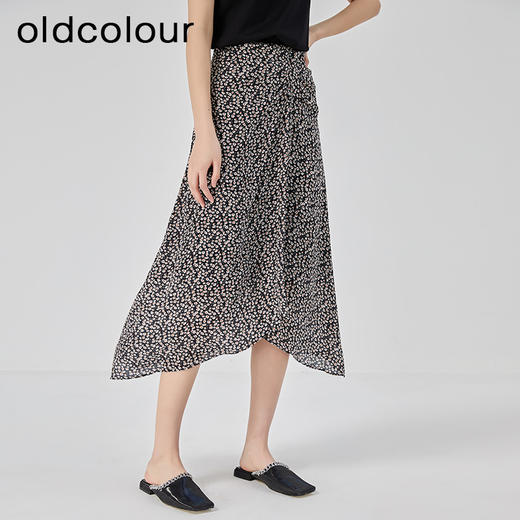 oldcolour2023夏季新款复古气质高腰显瘦A字碎花半身裙O22063236 商品图2