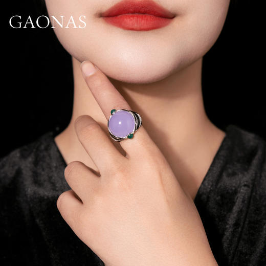 GAONAS 925银锆石戒指 高纳仕 设计师系列时尚蓝戒指PJ043600 商品图3