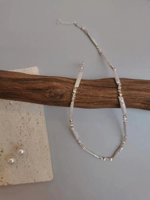 天然小银条巴洛克碎银子时尚项链 商品图2